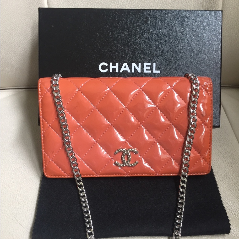 Chanel Authentic Long Bifold Patent Wallet